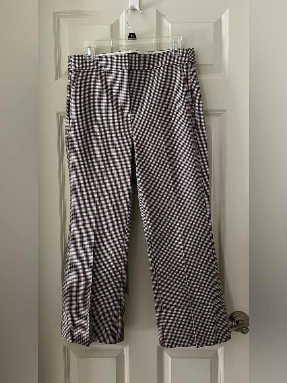 J.Crew Factory Kelsey Kickout Crop Flare Pant in black brown white houndstooth 8